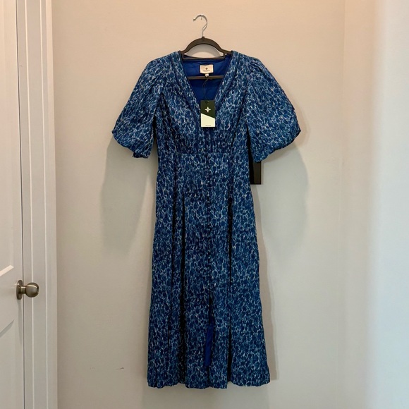 NWT Tuckernuck Blue Patterned Midi Dress Size S (US 4) - Picture 3 of 9